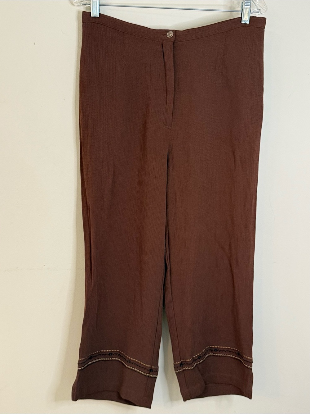 Koret brown embroidered cropped pants Plus SZ 14